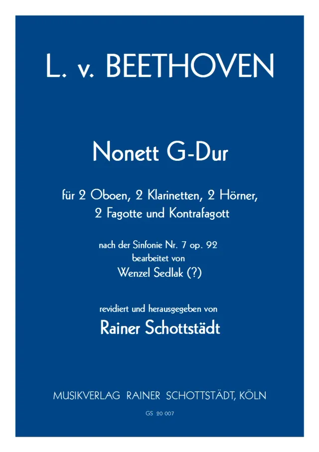 Musikverlag Rainer Schottstädt Nonett G-dur nach der Sinfonie Nr. 7 op. 92