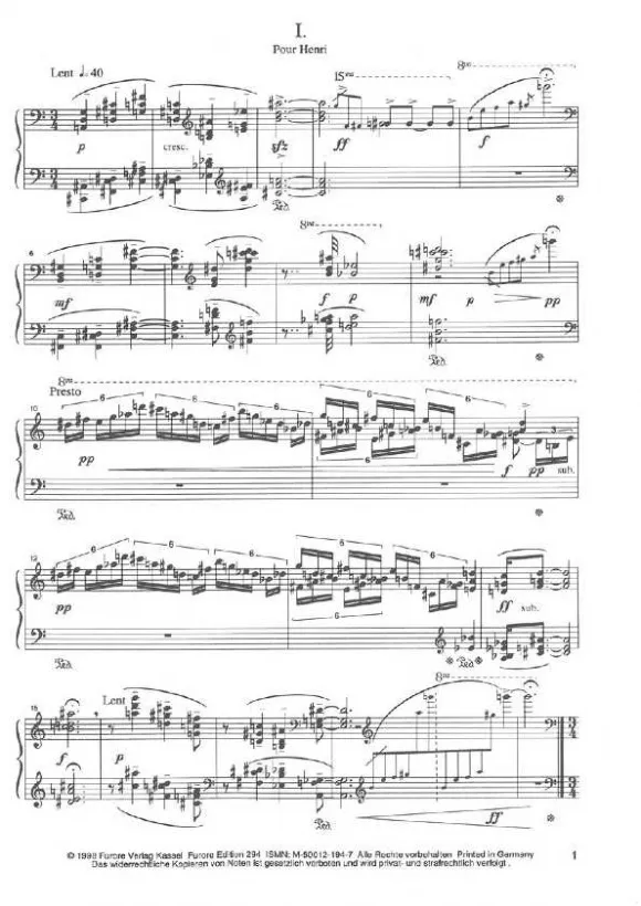 Furore Edition Huit Pieces op. 6 Klaviernoten