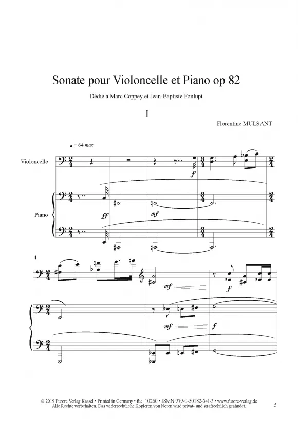 Furore Edition Sonate pour violoncelle et piano op. 82 no. 2 Noten