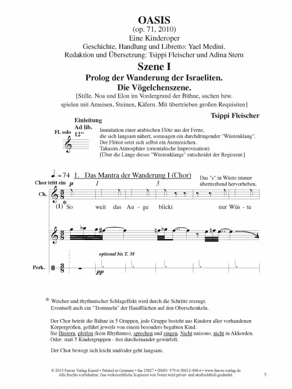 Furore Edition Oasis op.71 Kinderoper Klavierauszug