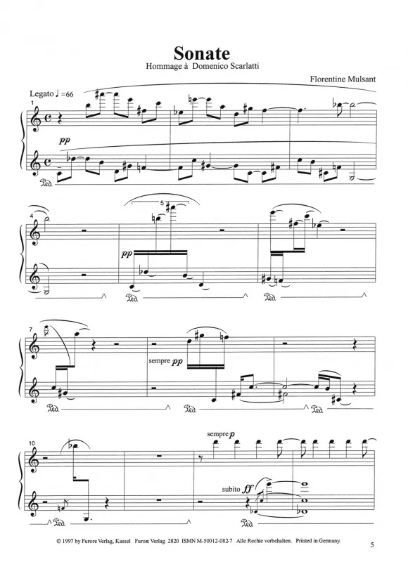 Furore Edition Sonate pour piano Noten Klavier 1995
