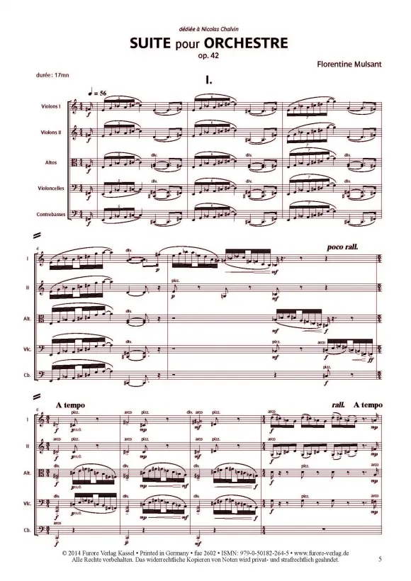 Furore Edition Suite für Streichorchester op. 42 Mietmaterial