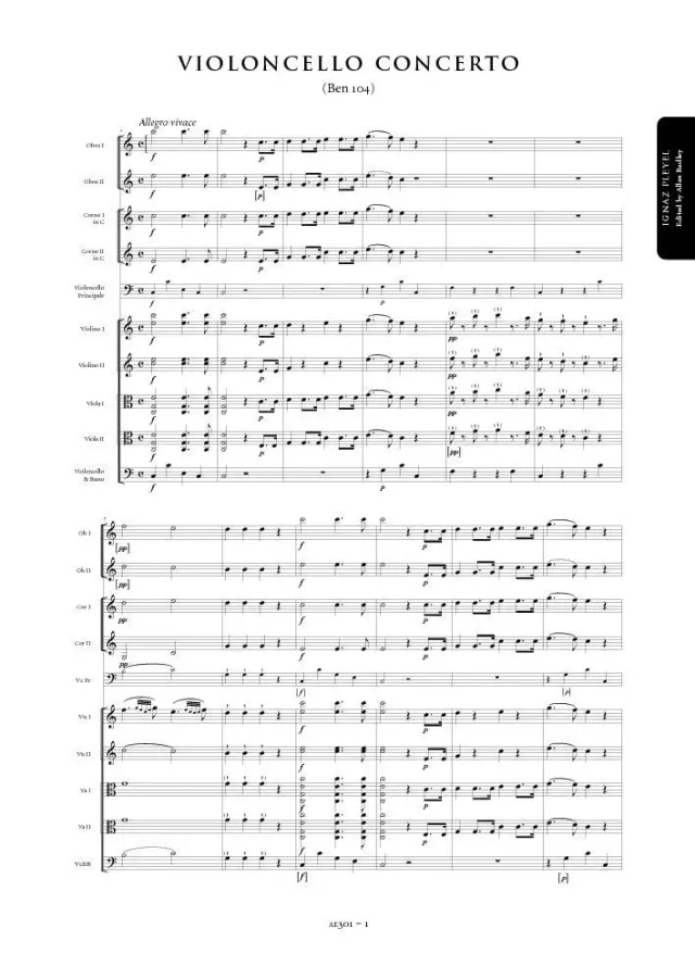 Artaria Pleyel Cellokonzert C-Dur Benton 104 AE301 Noten