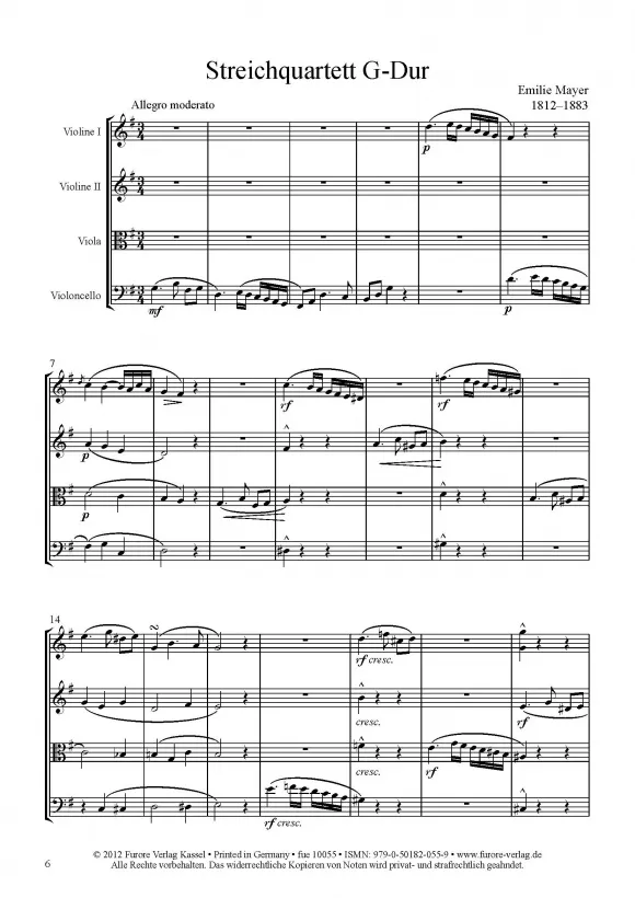 Furore Edition String Quartet G major Streichquartett