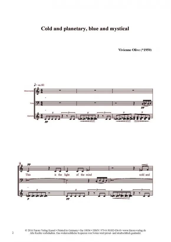 Furore Edition Cold and planetary Noten Mezzosopran Tuba