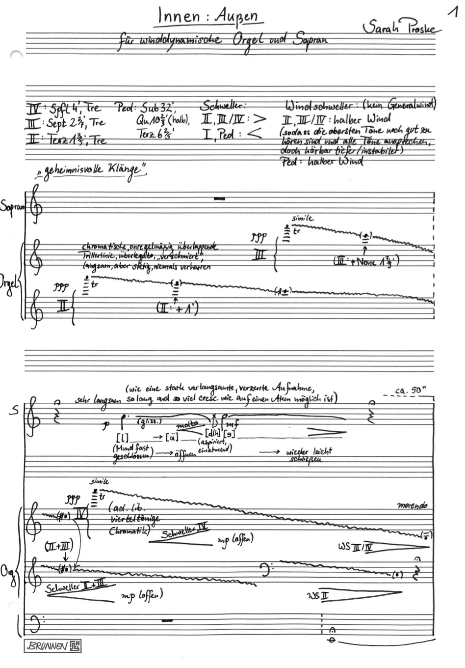 Are Musik Verlag Proske Innen:Außen Sopran Orgel Noten