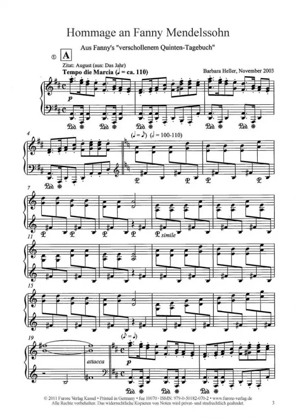 Furore Edition Hommage an Fanny Mendelssohn Noten Klavier