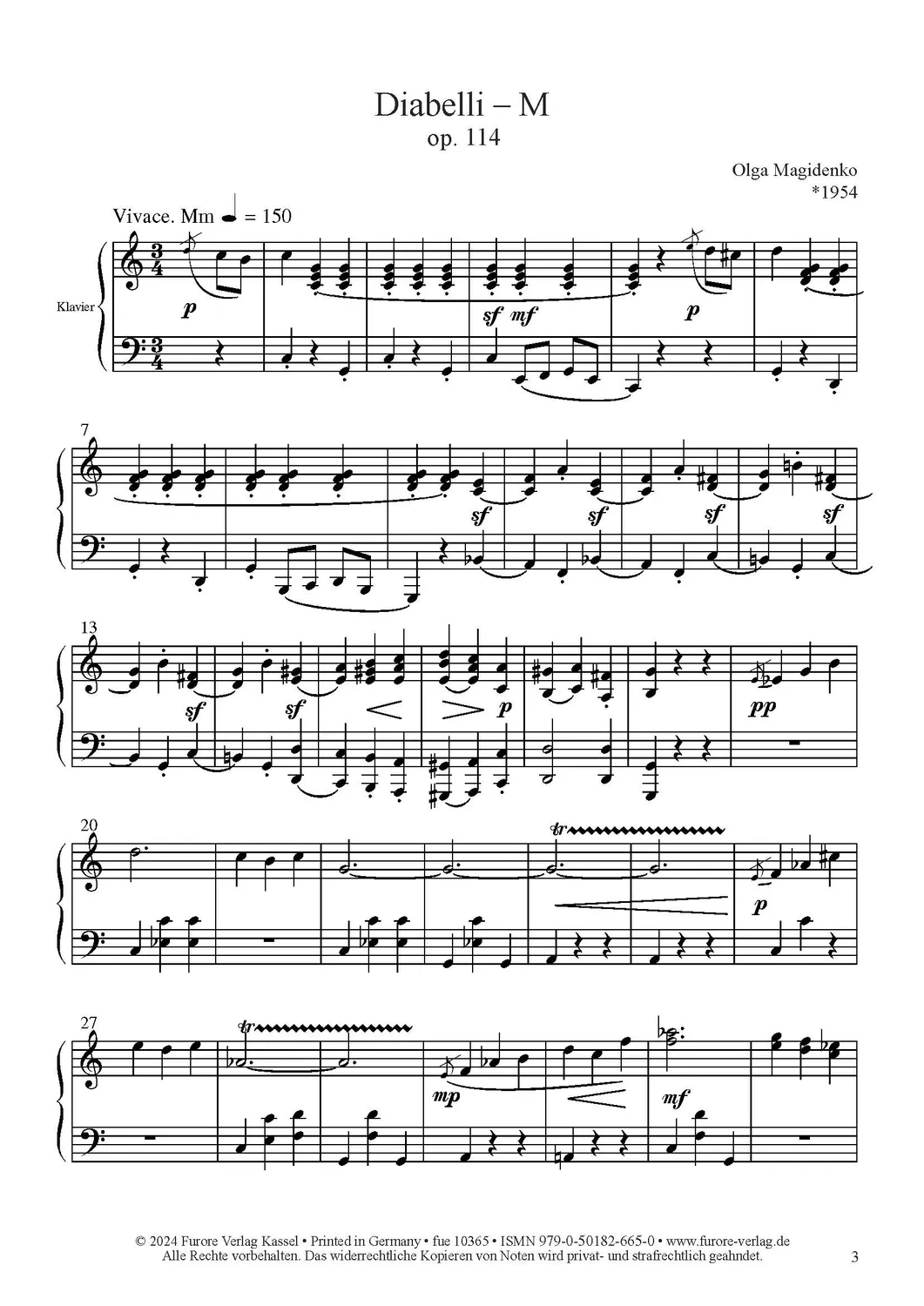 Furore Edition Diabelli-M op. 114 Klaviernoten Variation