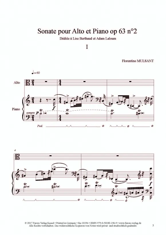 Furore Edition Sonate pour alto et piano op. 63 no. 2 Sonate für Viola und Klavier