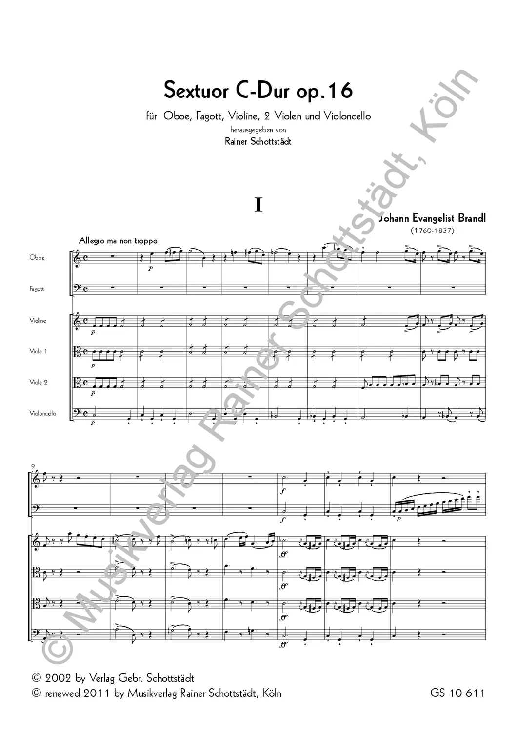 Musikverlag Rainer Schottstädt Sextuor C-dur op.16 Noten Sextett