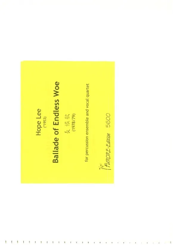 Furore Edition Ballad of endless woe Vokalquartett Partitur