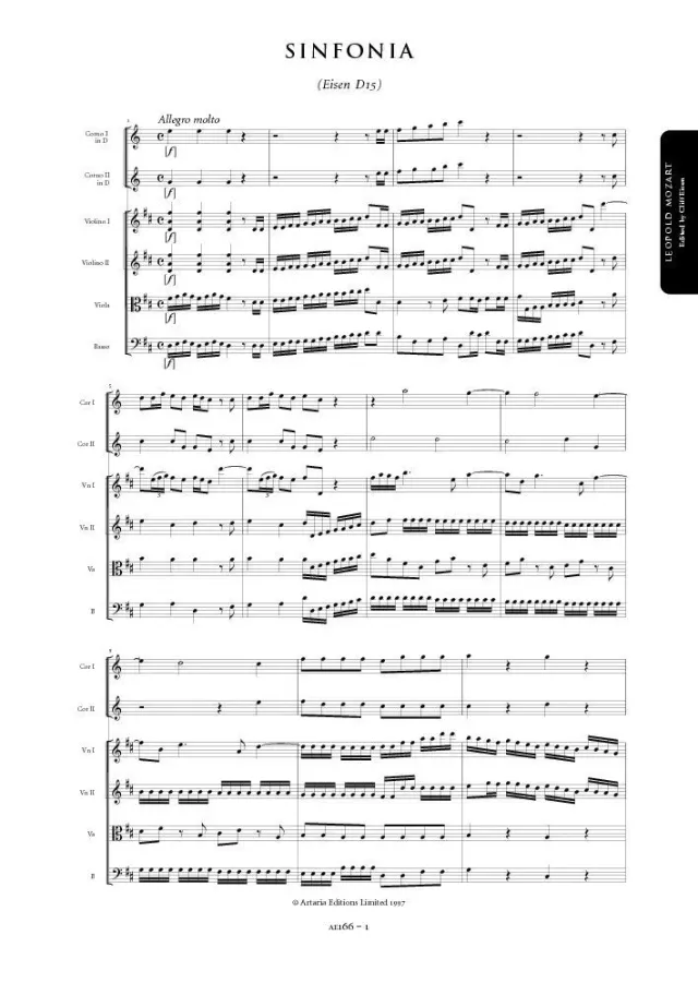 Artaria Mozart Sinfonie D-Dur Eisen D15 AE166 Noten