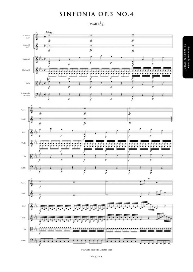 Artaria AE051 Stamitz Sinfonie Es-Dur op. 3 Nr. 4