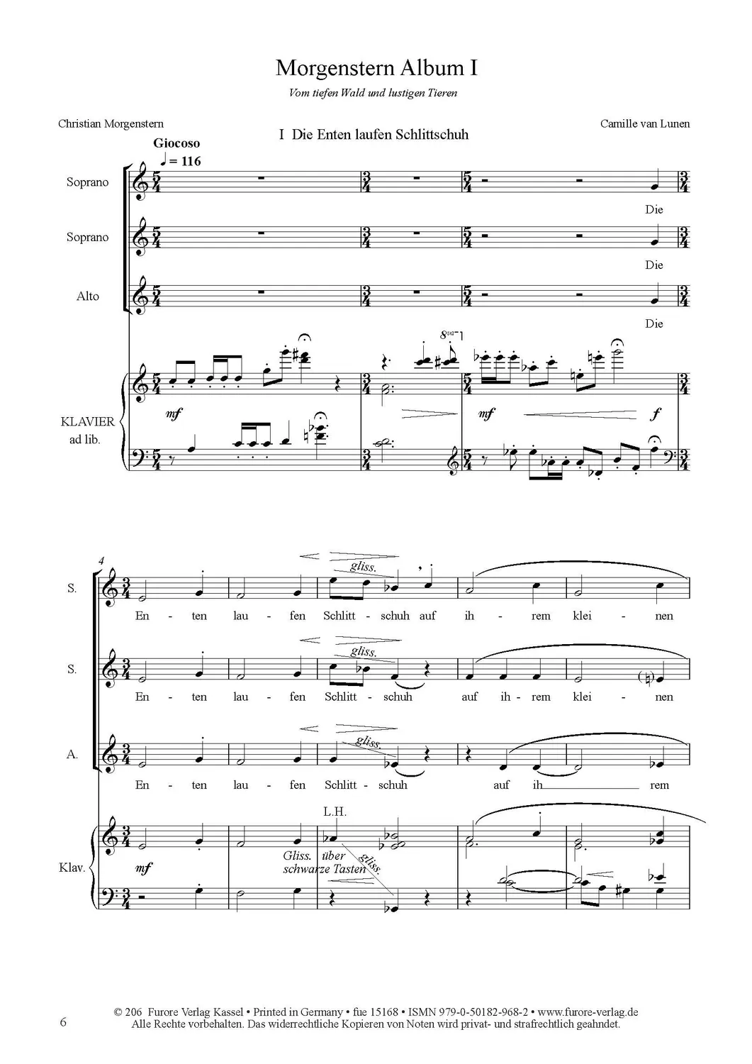 Furore Edition Morgenstern Album I Kinderchor Noten