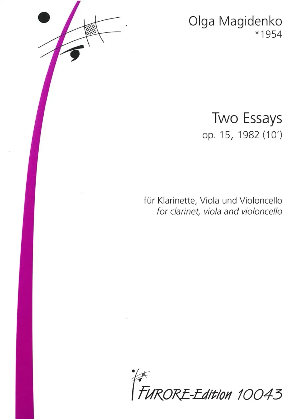 Furore Edition Two Essays op. 15 Noten Klarinette Viola Cello