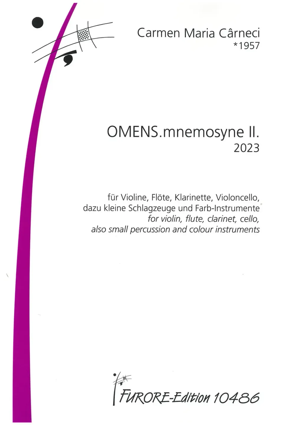 Furore Edition Omens mnemosyne II Noten Flöte Klarinette Cello