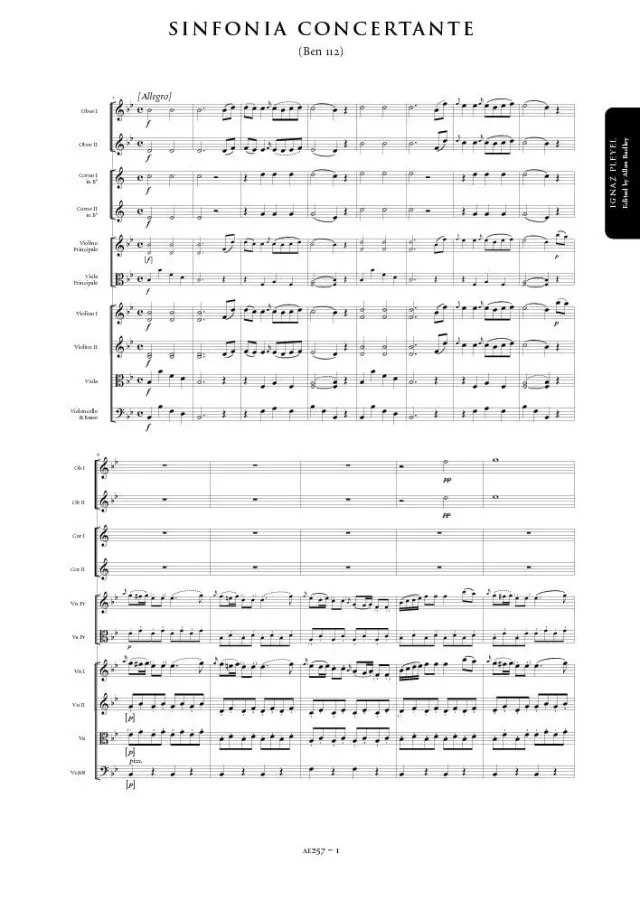Artaria Pleyel Sinfonia Concertante in B flat major Benton 112