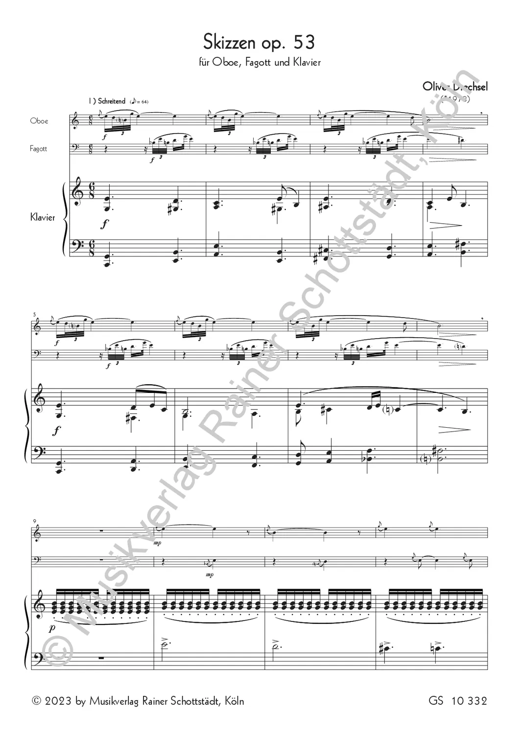 Musikverlag Rainer Schottstädt Skizzen op.53 Noten Ob Fg Klavier