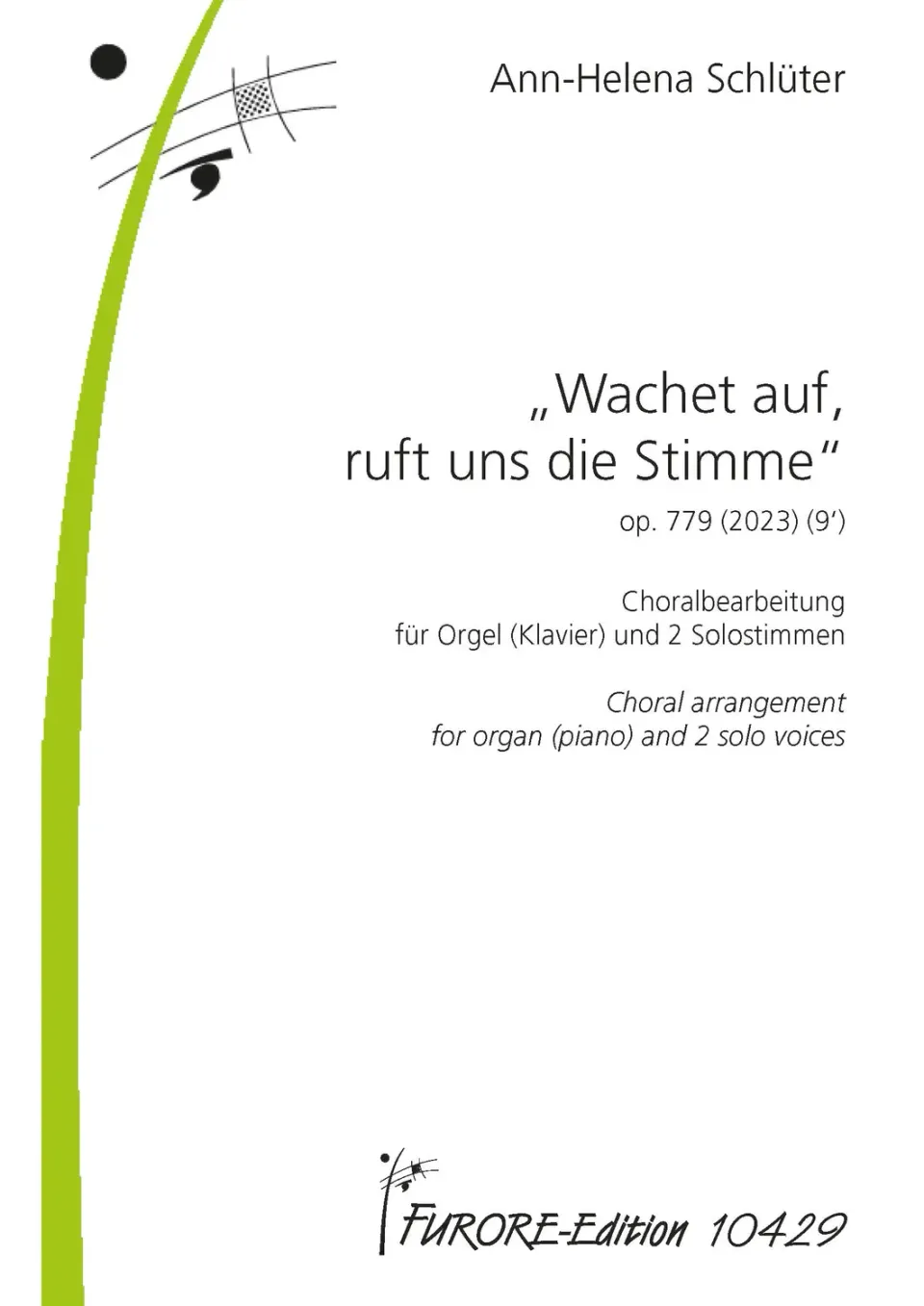 Furore Edition Schlüter Wachet auf op. 779 Noten Orgel Trio