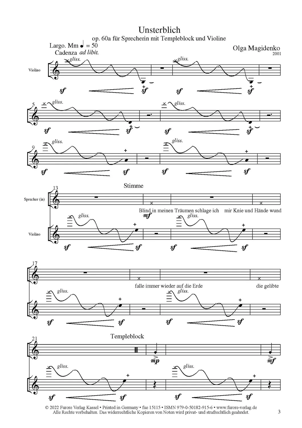 Furore Edition Unsterblich op. 60a, 2001 und Mein Engel op. 64a, 2001