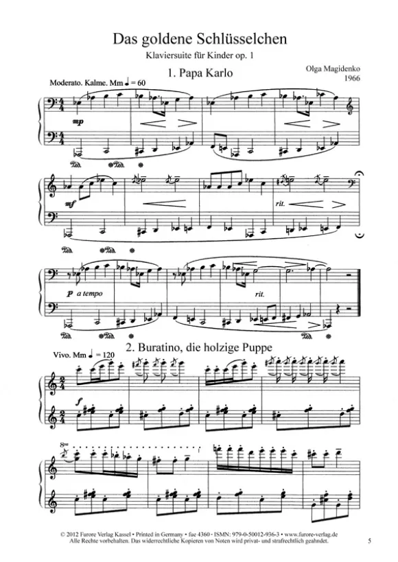 Furore Edition Das goldene Schlüsselchen op. 1 / Anregende Studien op. 26 Klaviernoten
