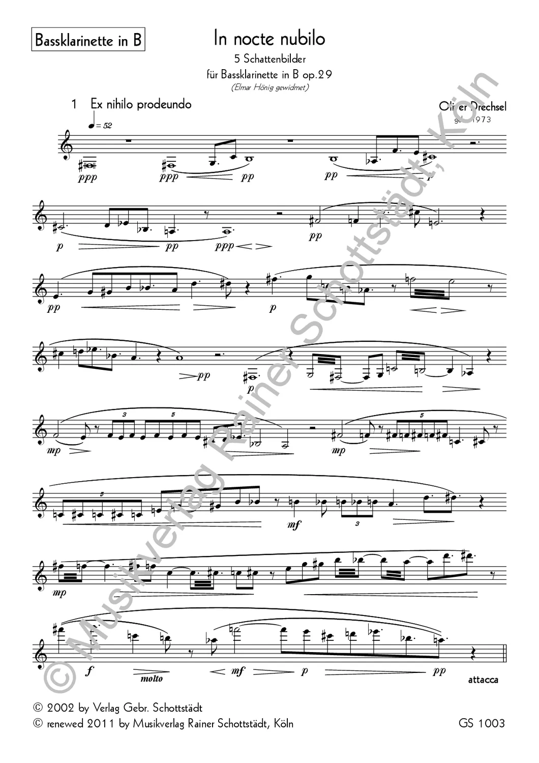 Musikverlag Rainer Schottstädt In nocte nubilo op.29 Noten Solo