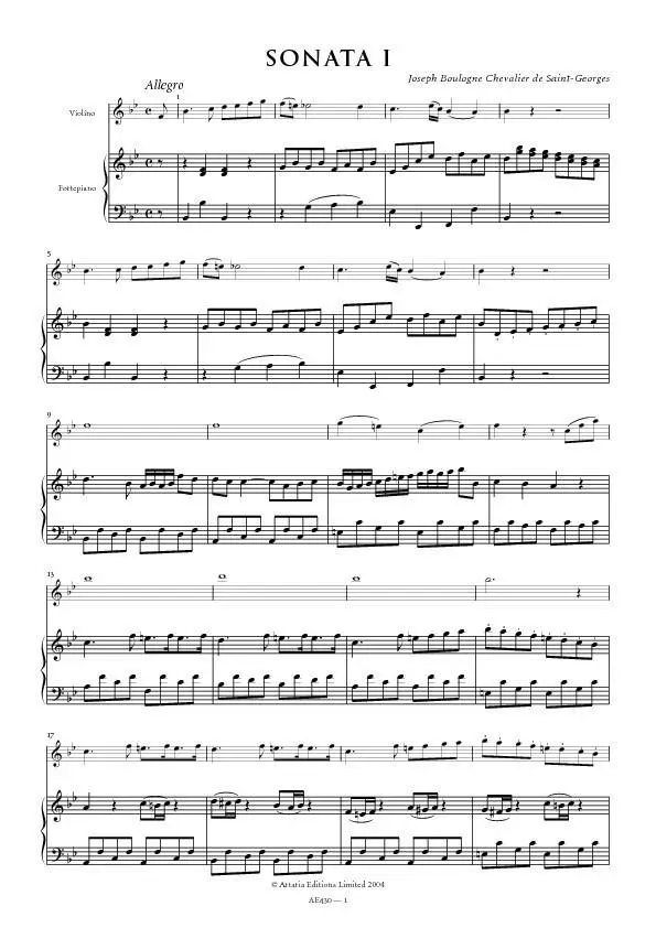 Artaria Saint-Georges Drei Sonaten Op. 1(b) Violine Fortepiano Noten