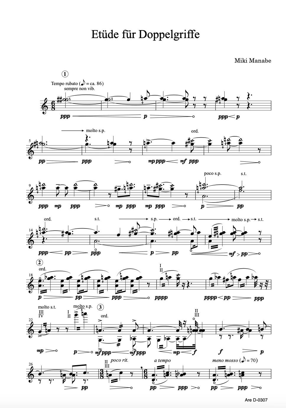 Are Musik Verlag Etüde für Doppelgriffe Noten Violine solo
