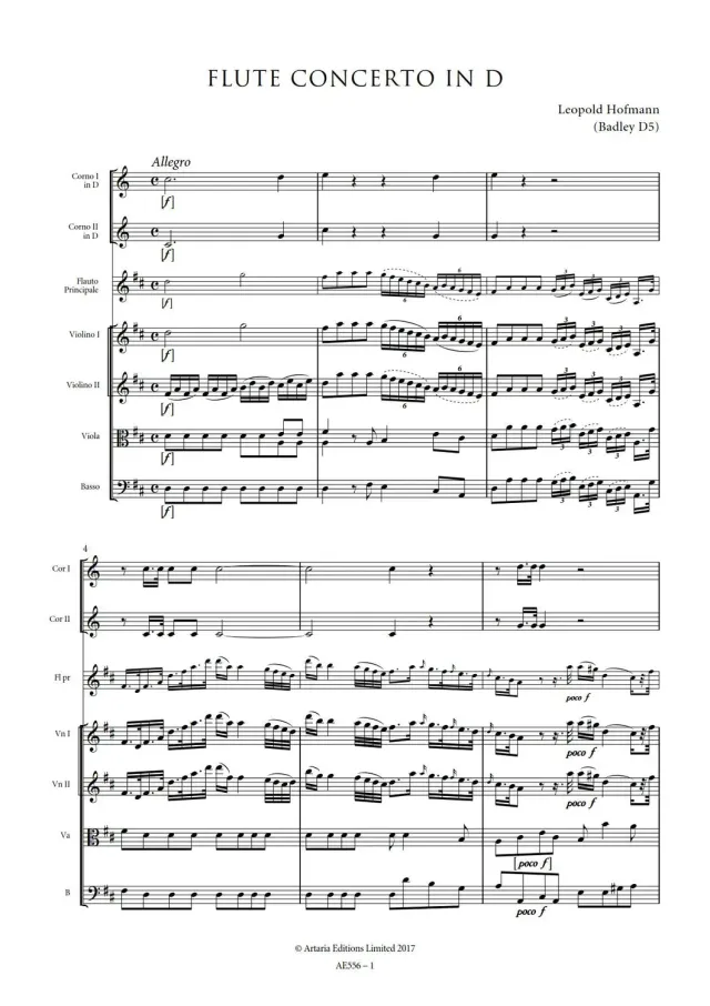 Artaria Hofmann AE556 Flötenkonzert Noten D-Dur