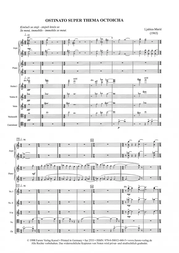 Furore Edition Ostinato super Thema Octoicha Noten Leihmaterial