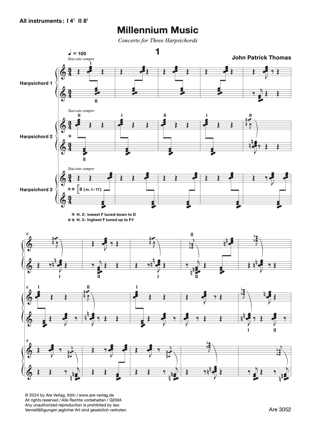 Are Musik Verlag Millennium music Concerto for Three Harpsichords
