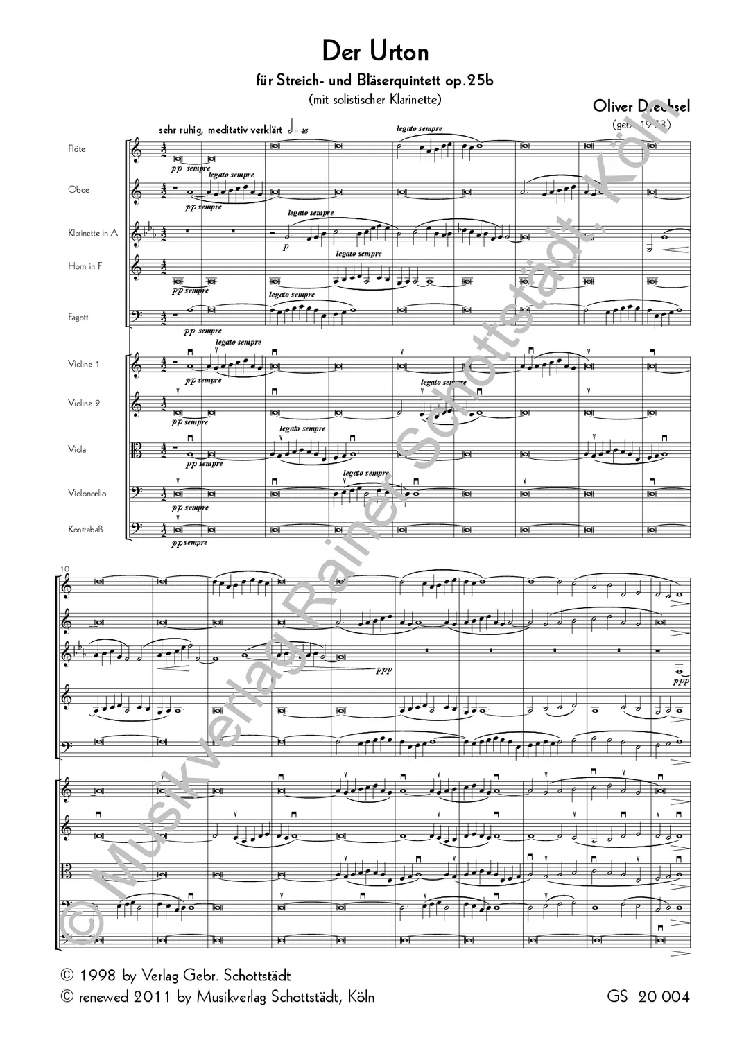 Musikverlag Rainer Schottstädt Der Urton op. 25b Ensemblepartitur