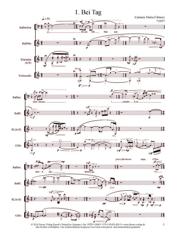 Furore Edition Niemandsrose Drei Celan-Lieder Gesang Noten