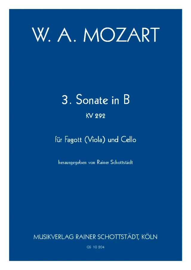 Musikverlag Rainer Schottstädt 3. Sonate in B Noten für Fagott Cello