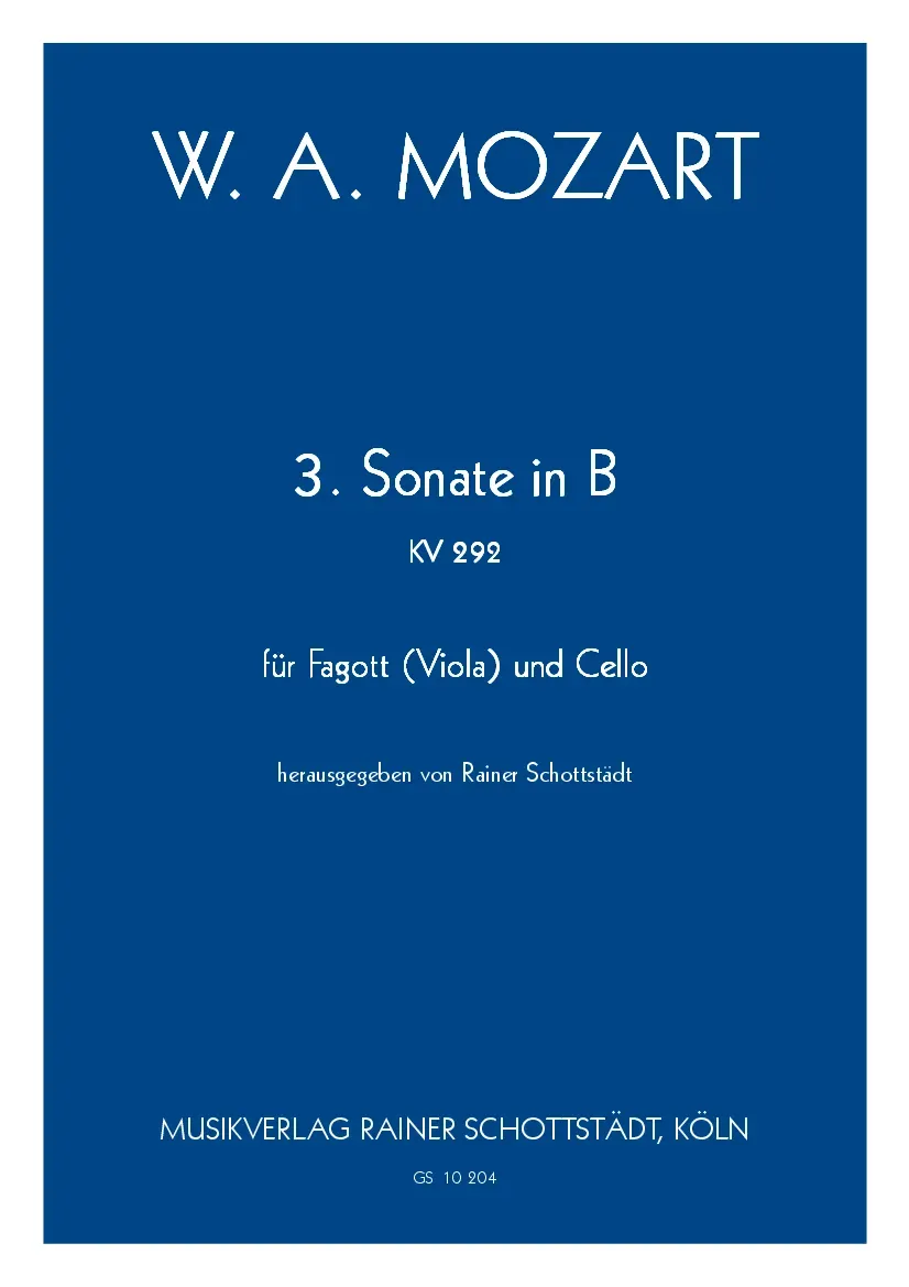 Musikverlag Rainer Schottstädt 3. Sonate in B Noten für Fagott Cello