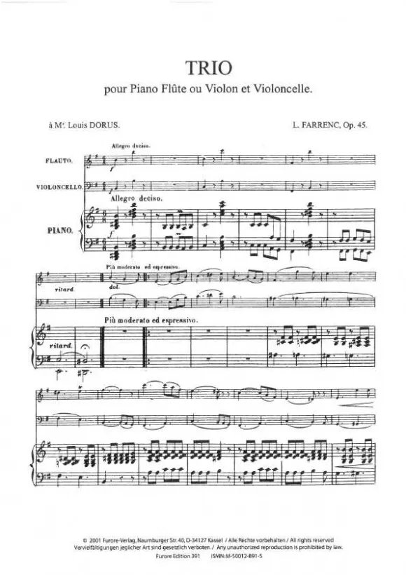 Furore Edition Trio op 45 Noten Violine Cello Klavier