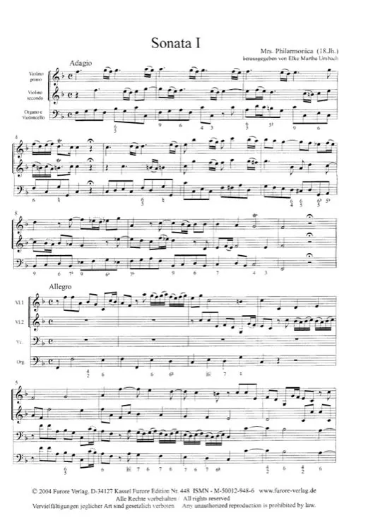 Furore Edition Triosonaten Vol I Noten für 2 Violinen B.c.