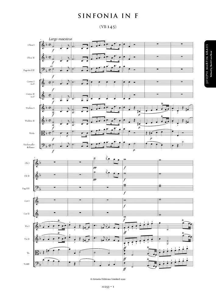 Artaria Kraus Sinfonia in F major (VB 145)