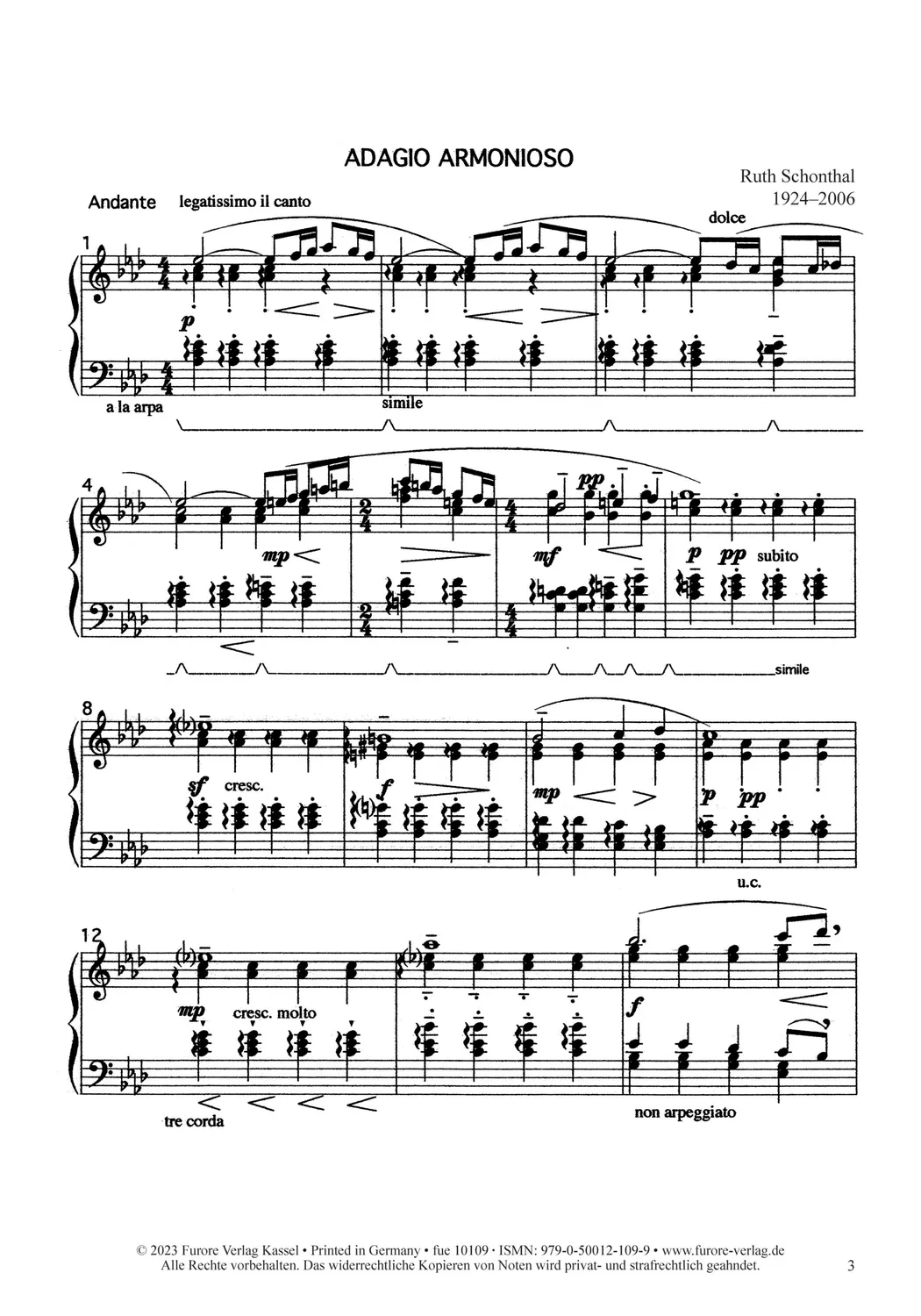 Furore Edition Adagio Armonioso Noten Klavier solo