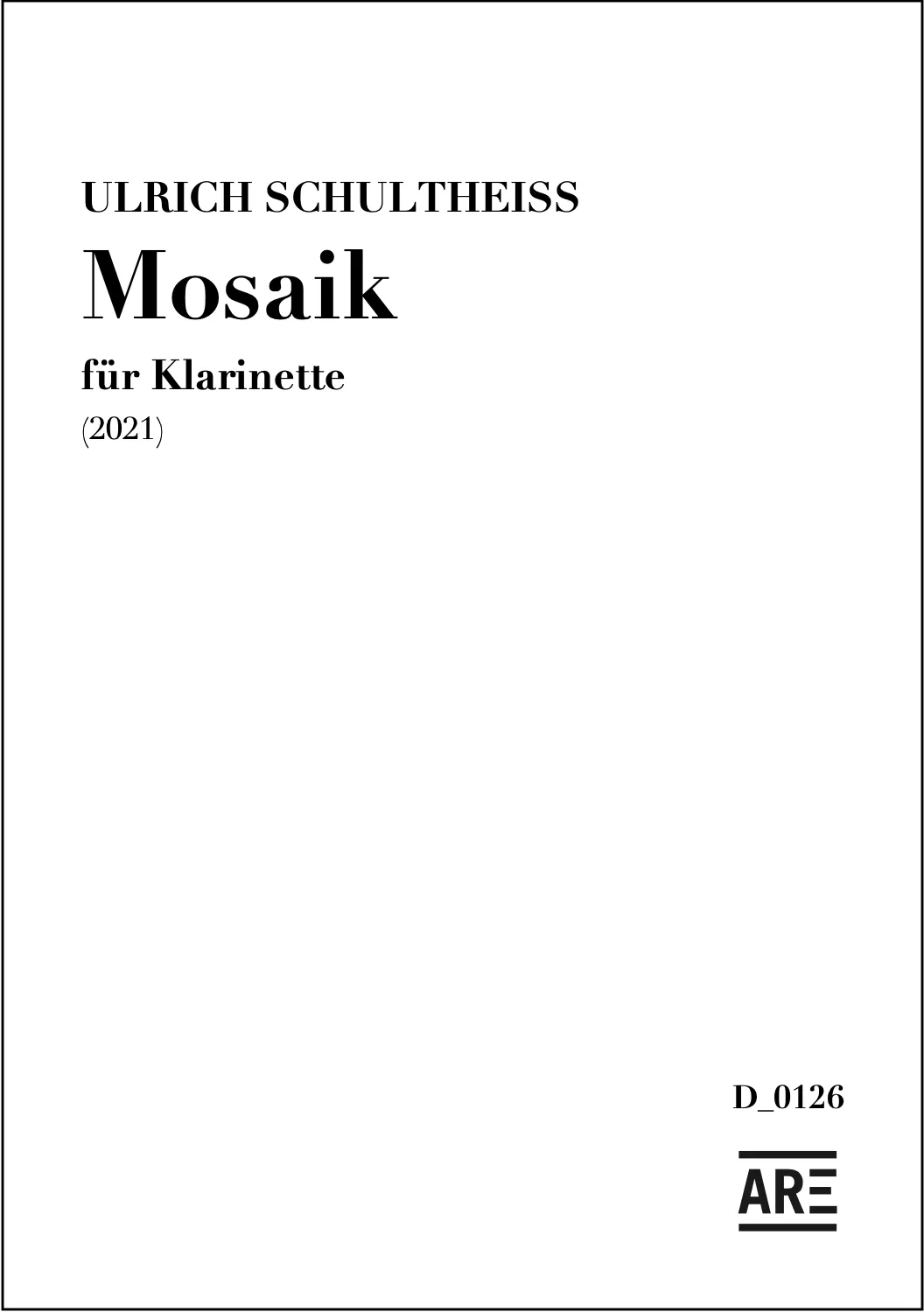 Are Musik Verlag Ulrich Schultheiss: Mosaik für Instrument