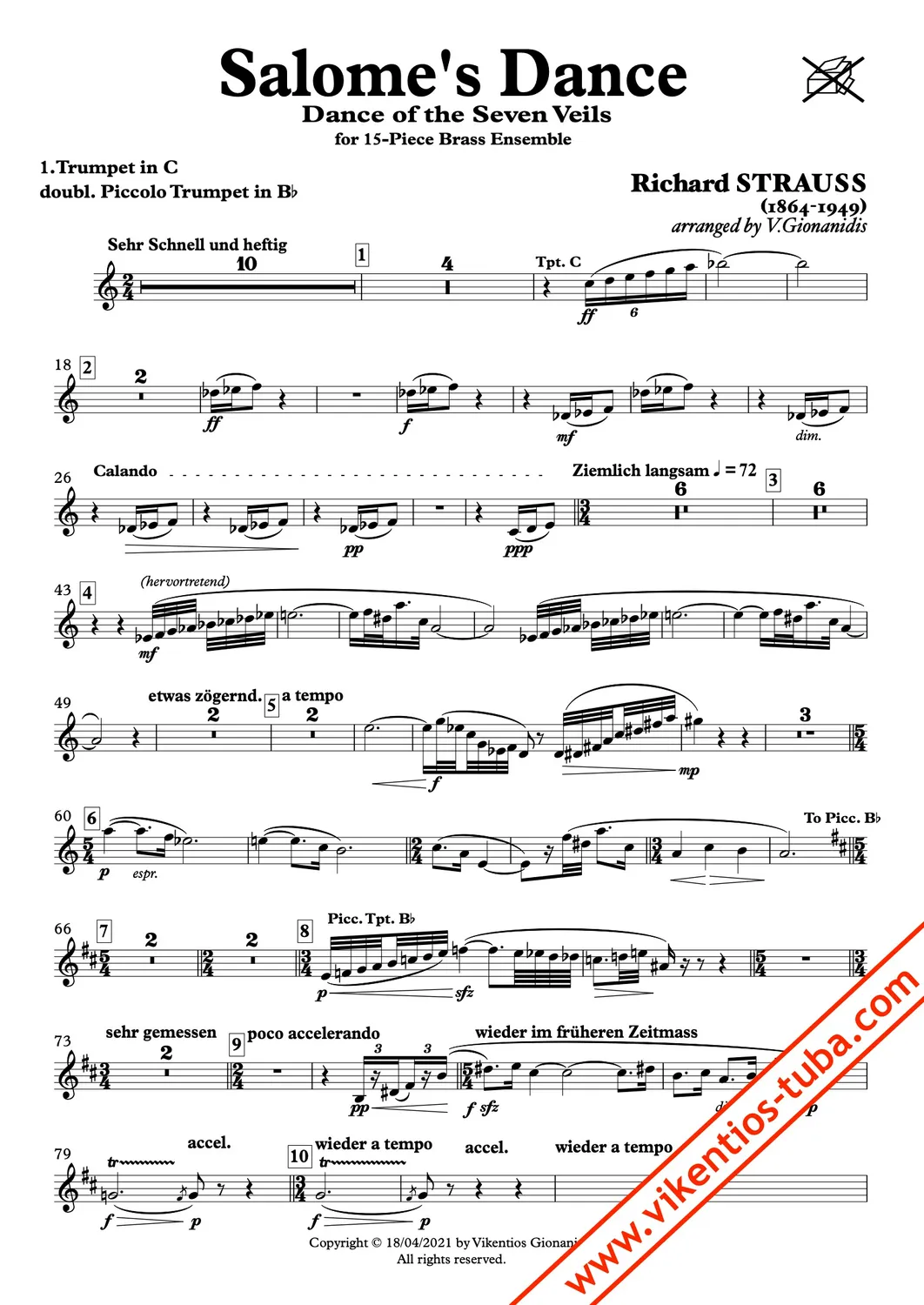 Vikentios Gionanidis Salome’s Dance Noten Blechbläserensemble 15 Stimmen