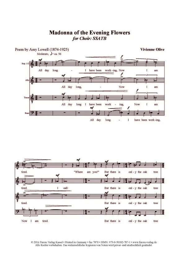 Furore Edition Three Flower Songs Chornoten gemischter Chor