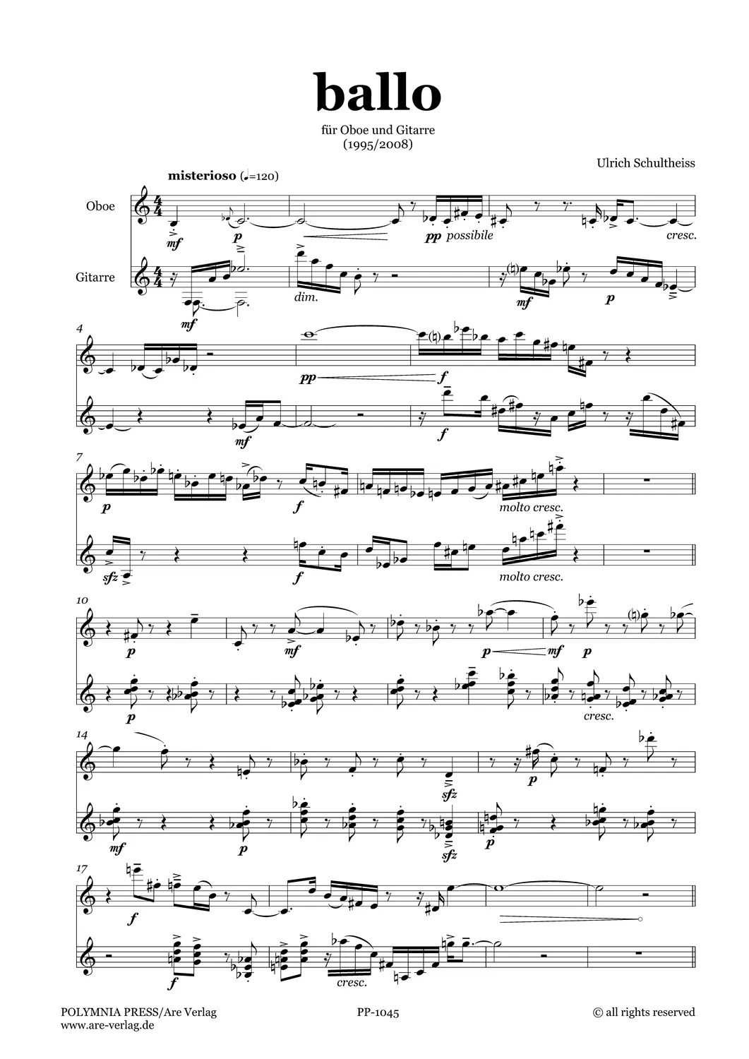 Are Musik Verlag Schultheiss ballo Noten