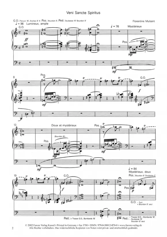 Furore Edition Veni sancte Spiritus Noten Orgel Partitur
