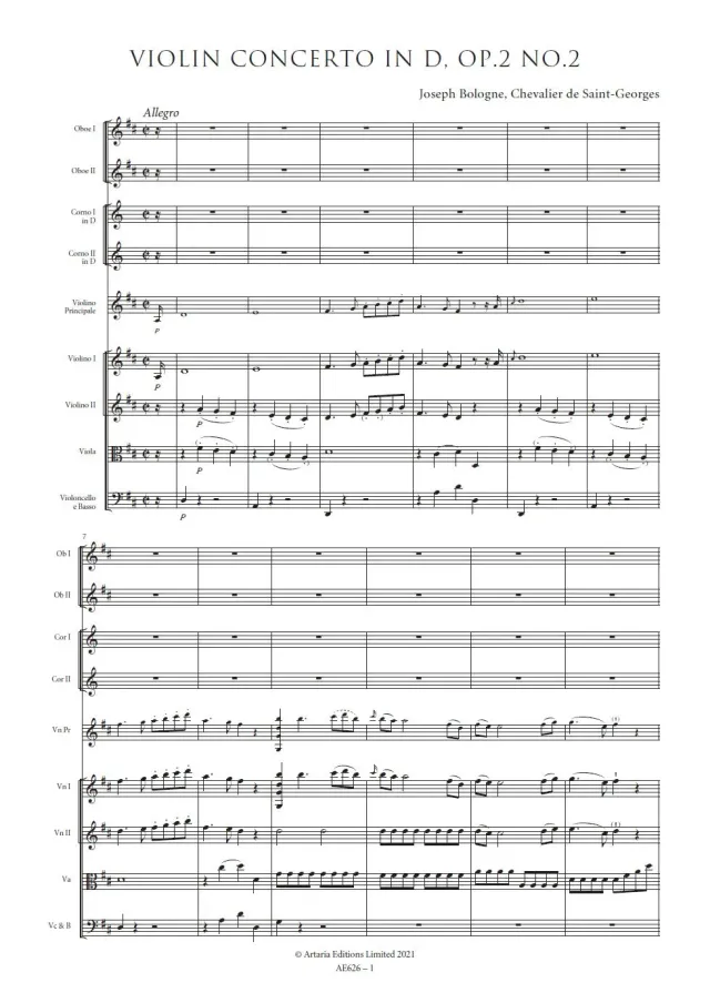 Artaria AE626 Saint-Georges Violinkonzert D-Dur Partitur