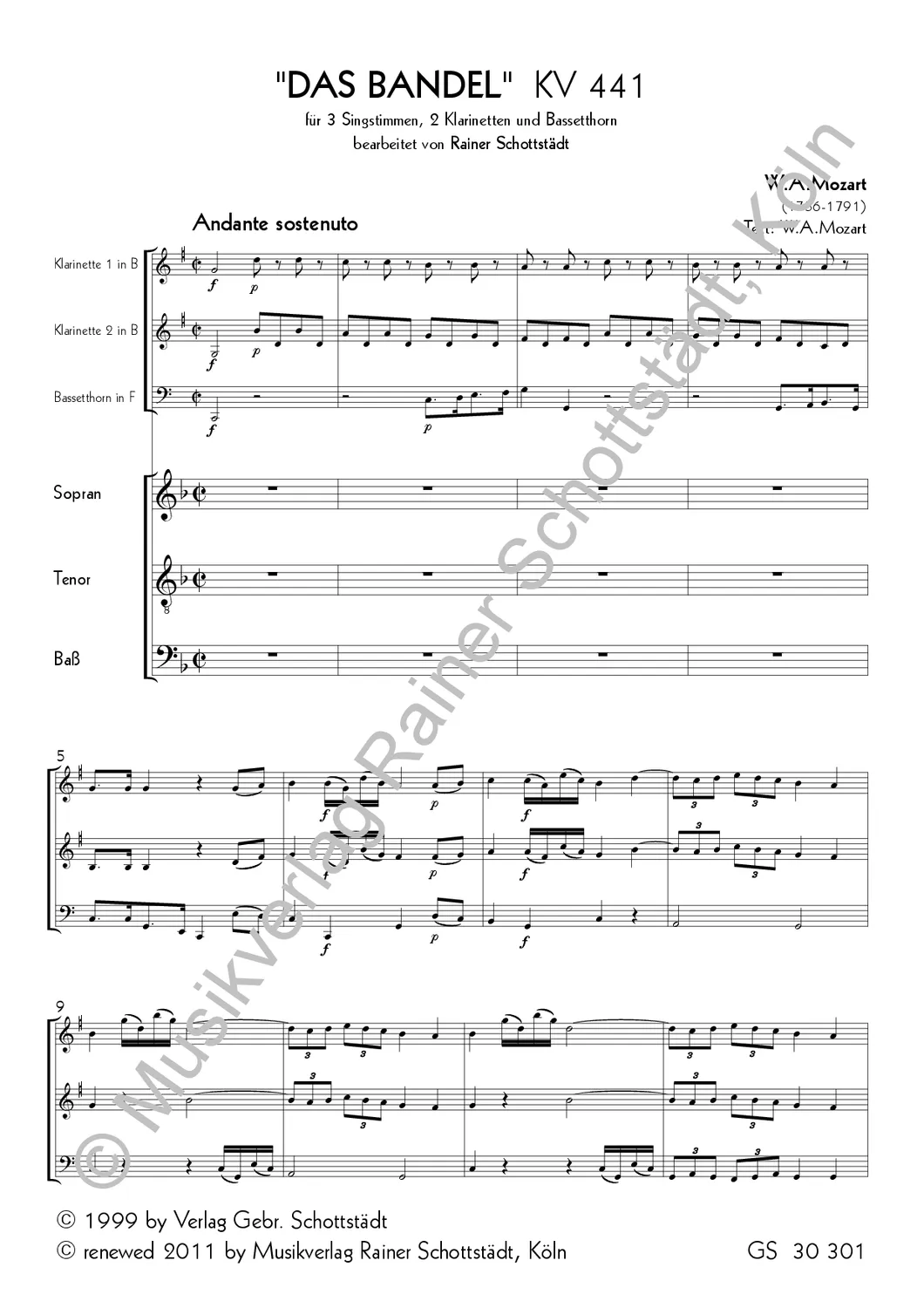 Musikverlag Rainer Schottstädt 4 Terzette für 3 Blechbläser und Singstimmen