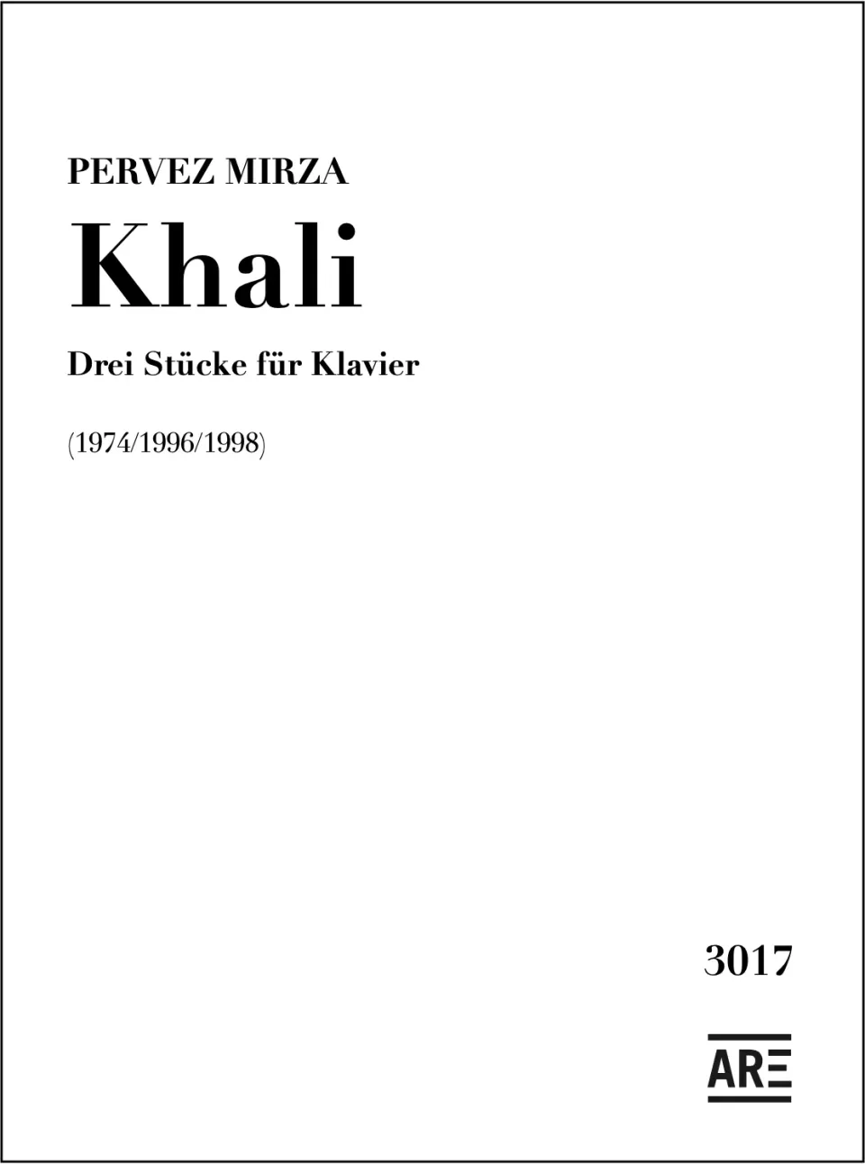 Are Musik Verlag Mirza Khali 3 Stücke Klavier Noten Pedalspiel