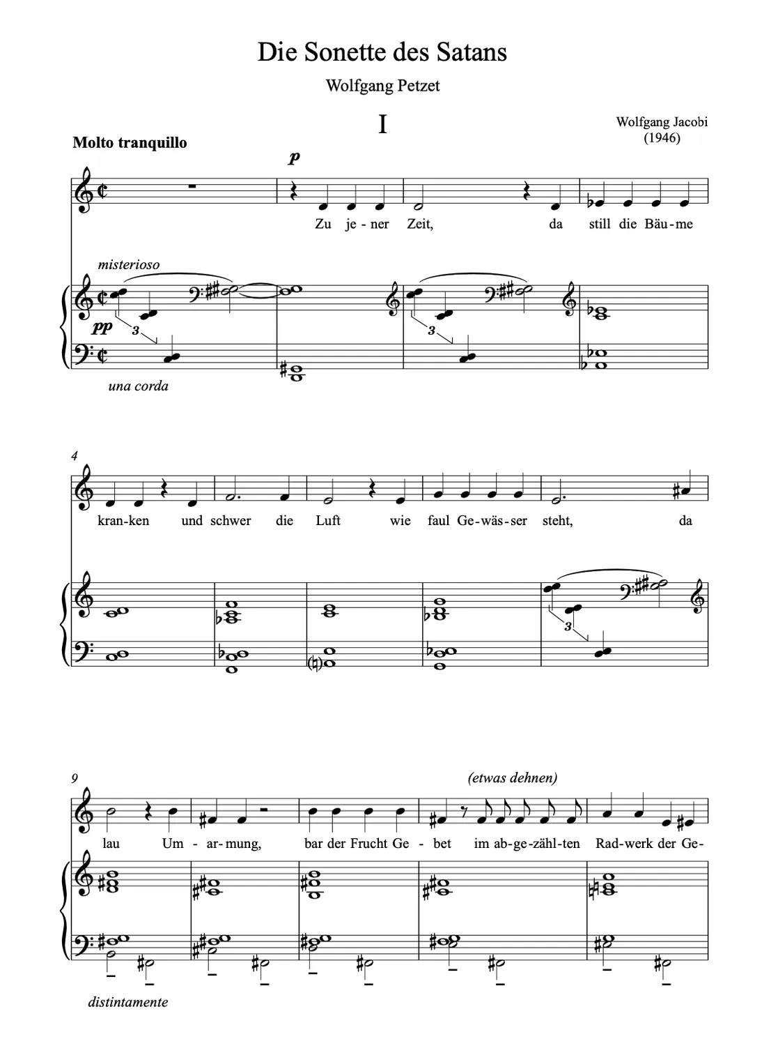Are Musik Verlag Jacobi Sonette des Satans Noten Bariton Klavier