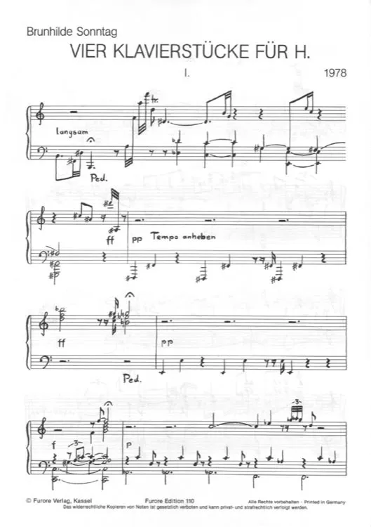 Furore Edition Vier Klavierstücke für H. Klavier Partitur