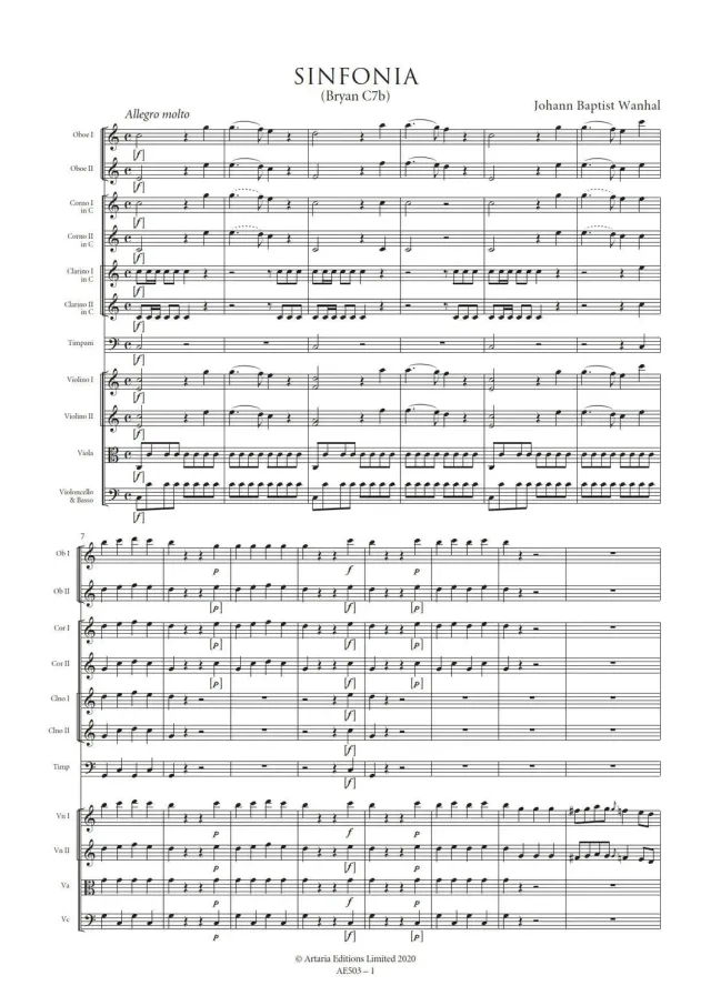 Artaria AE503 Sinfonia C-Dur Bryan C7b Noten